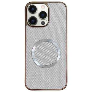 For iPhone 12 Pro Max Electroplating PC Glitter Grain MagSafe Phone Case(White)