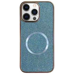 For iPhone 12 Pro Max Electroplating PC Glitter Grain MagSafe Phone Case(Blue)