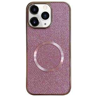 For iPhone 11 Pro Max Electroplating PC Glitter Grain MagSafe Phone Case(Pink)