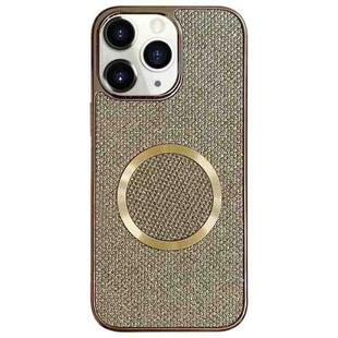 For iPhone 11 Pro Max Electroplating PC Glitter Grain MagSafe Phone Case(Gold)