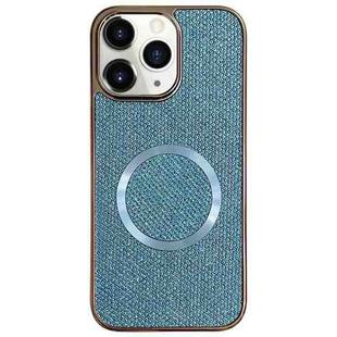 For iPhone 11 Pro Max Electroplating PC Glitter Grain MagSafe Phone Case(Blue)