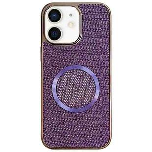For iPhone 11 Electroplating PC Glitter Grain MagSafe Phone Case(Purple)