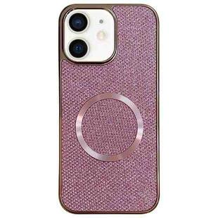 For iPhone 11 Electroplating PC Glitter Grain MagSafe Phone Case(Pink)