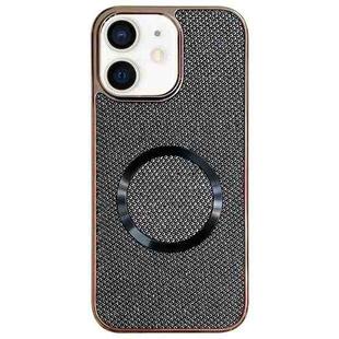 For iPhone 11 Electroplating PC Glitter Grain MagSafe Phone Case(Black)
