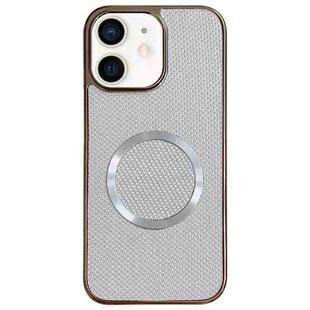 For iPhone 11 Electroplating PC Glitter Grain MagSafe Phone Case(White)