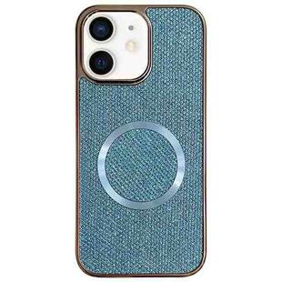 For iPhone 11 Electroplating PC Glitter Grain MagSafe Phone Case(Blue)