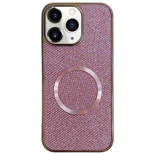 For iPhone 11 Pro Electroplating PC Glitter Grain MagSafe Phone Case(Pink)
