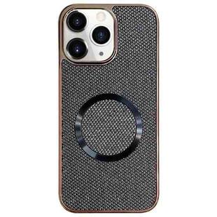 For iPhone 11 Pro Electroplating PC Glitter Grain MagSafe Phone Case(Black)