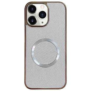 For iPhone 11 Pro Electroplating PC Glitter Grain MagSafe Phone Case(White)