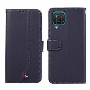 For Samsung Galaxy A12 ABEEL Delicate Texture Splicing RFID Leather Phone Case(Blue)