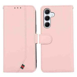 For Samsung Galaxy A17 5G ABEEL Delicate Texture Splicing RFID Leather Phone Case(Pink)
