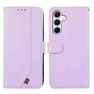 For Samsung Galaxy A17 5G ABEEL Delicate Texture Splicing RFID Leather Phone Case(Purple)