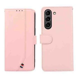 For Samsung Galaxy S21 FE 5G ABEEL Delicate Texture Splicing RFID Leather Phone Case(Pink)