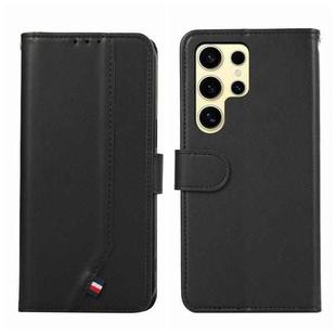 For Samsung Galaxy S21 Ultra 5G ABEEL Delicate Texture Splicing RFID Leather Phone Case(Black)