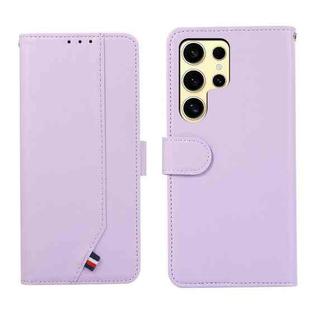For Samsung Galaxy S21 Ultra 5G ABEEL Delicate Texture Splicing RFID Leather Phone Case(Purple)