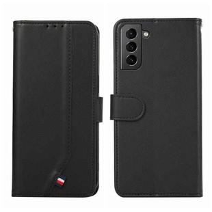 For Samsung Galaxy S21 5G ABEEL Delicate Texture Splicing RFID Leather Phone Case(Black)