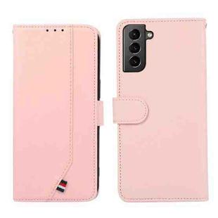 For Samsung Galaxy S21 5G ABEEL Delicate Texture Splicing RFID Leather Phone Case(Pink)