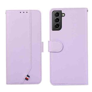 For Samsung Galaxy S21 5G ABEEL Delicate Texture Splicing RFID Leather Phone Case(Purple)