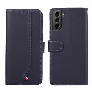 For Samsung Galaxy S21 5G ABEEL Delicate Texture Splicing RFID Leather Phone Case(Blue)