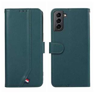 For Samsung Galaxy S21 5G ABEEL Delicate Texture Splicing RFID Leather Phone Case(Green)