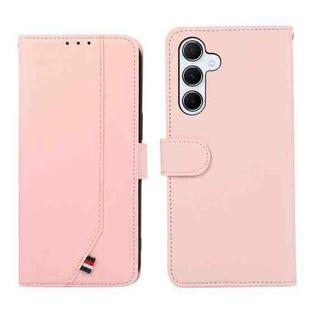 For Samsung Galaxy S23 FE 5G ABEEL Delicate Texture Splicing RFID Leather Phone Case(Pink)