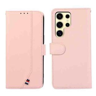 For Samsung Galaxy S23 Ultra 5G ABEEL Delicate Texture Splicing RFID Leather Phone Case(Pink)