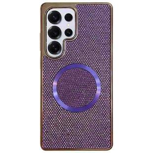 For Samsung Galaxy S25 Ultra 5G Electroplating PC Glitter Grain MagSafe Phone Case(Purple)