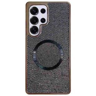 For Samsung Galaxy S25 Ultra 5G Electroplating PC Glitter Grain MagSafe Phone Case(Black)