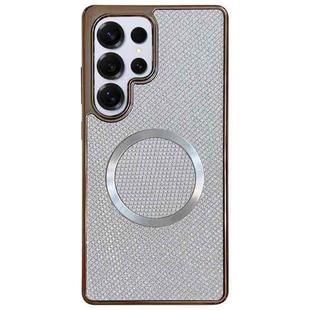 For Samsung Galaxy S25 Ultra 5G Electroplating PC Glitter Grain MagSafe Phone Case(White)