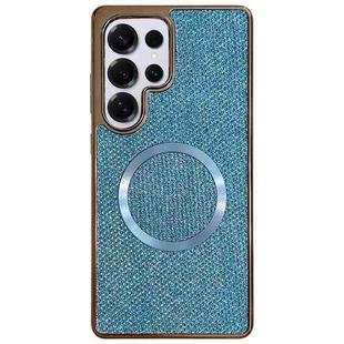 For Samsung Galaxy S25 Ultra 5G Electroplating PC Glitter Grain MagSafe Phone Case(Blue)