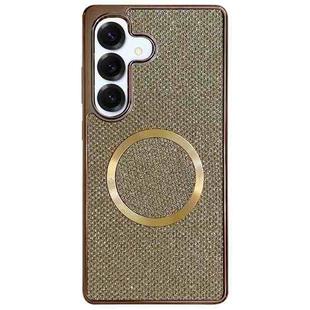 For Samsung Galaxy S24+ 5G Electroplating PC Glitter Grain MagSafe Phone Case(Gold)