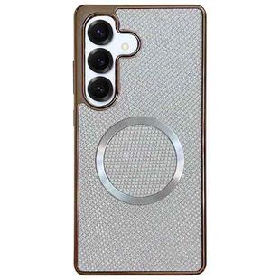 For Samsung Galaxy S24+ 5G Electroplating PC Glitter Grain MagSafe Phone Case(White)