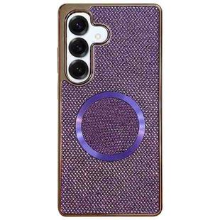 For Samsung Galaxy S24 FE 5G Electroplating PC Glitter Grain MagSafe Phone Case(Purple)