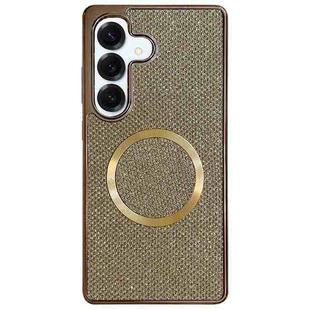 For Samsung Galaxy S24 FE 5G Electroplating PC Glitter Grain MagSafe Phone Case(Gold)