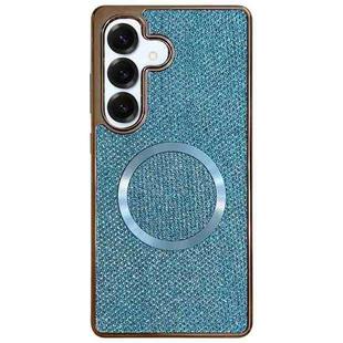 For Samsung Galaxy S24 FE 5G Electroplating PC Glitter Grain MagSafe Phone Case(Blue)