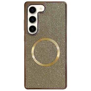 For Samsung Galaxy S23+ 5G Electroplating PC Glitter Grain MagSafe Phone Case(Gold)