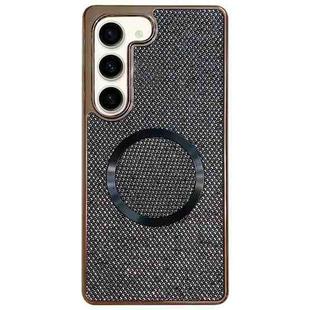 For Samsung Galaxy S23+ 5G Electroplating PC Glitter Grain MagSafe Phone Case(Black)