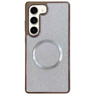 For Samsung Galaxy S23+ 5G Electroplating PC Glitter Grain MagSafe Phone Case(White)