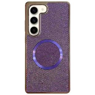 For Samsung Galaxy S22+ 5G Electroplating PC Glitter Grain MagSafe Phone Case(Purple)