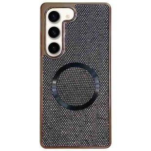 For Samsung Galaxy S22+ 5G Electroplating PC Glitter Grain MagSafe Phone Case(Black)