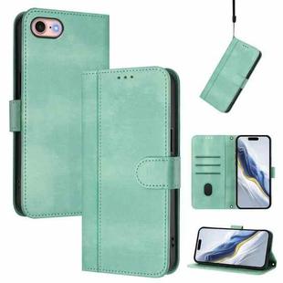 For iPhone 7 / 8 / SE 2022 Line Splicing Buckle Retro Leather Phone Case(Mint Green)