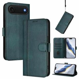 For iPhone Air Line Splicing Buckle Retro Leather Phone Case(Dark Green)