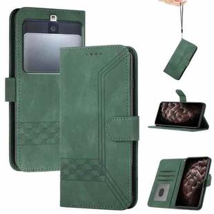 For Kyocera Basio 3 Cubic Skin Feel Flip Leather Phone Case(Green)