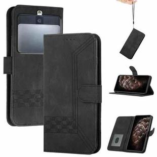 For Kyocera Basio 3 Cubic Skin Feel Flip Leather Phone Case(Black)