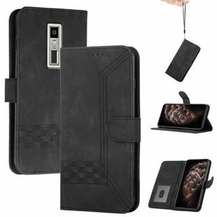 For Kyocera Urbano V04 KYV45 Cubic Skin Feel Flip Leather Phone Case(Black)