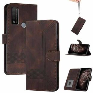 For TCL 20 R 5G Cubic Skin Feel Flip Leather Phone Case(Brown)