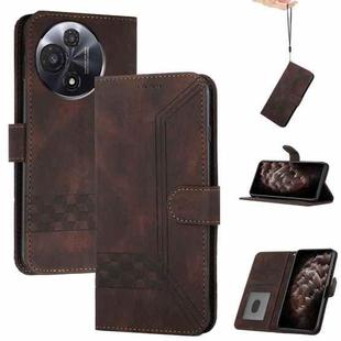 For TCL 60R 5G Cubic Skin Feel Flip Leather Phone Case(Brown)