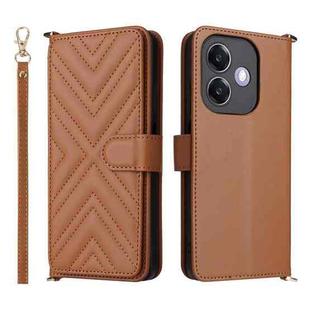 For OPPO A3X 5G / 4G / A3 5G / 4G Global Multifunctional 6-Card Slots Leather Phone Case with Wrist Strap(Brown)