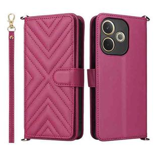 For OPPO A5 Pro 5G Global Multifunctional 6-Card Slots Leather Phone Case with Wrist Strap(Rose Red)