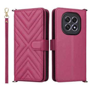 For OPPO F29 5G Global Multifunctional 6-Card Slots Leather Phone Case with Wrist Strap(Rose Red)